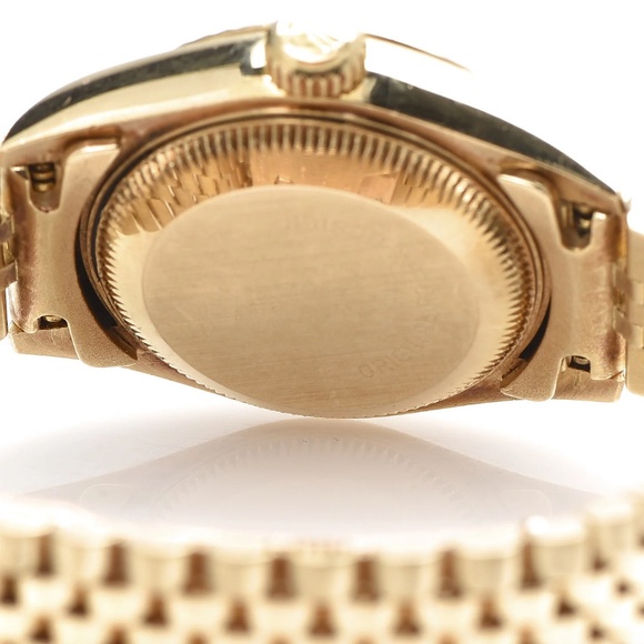 Authentic ROLEX 18K Yellow Gold 26mm Oyster Perpetual Datejust Watch Linen 69178 - Picture 3 of 5